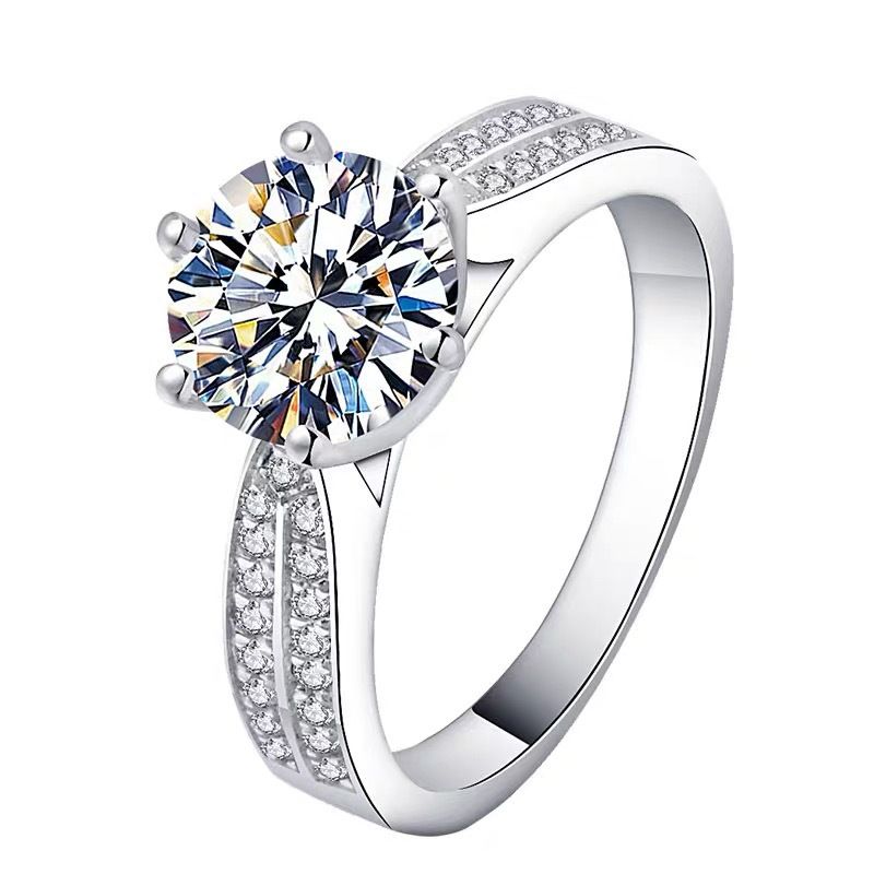 Classic Diamond Ring Jewelry Ladies Classical Wedding Engagement Ring Gift Silver adjustable