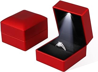 soft glow of a red LED proposal ring box nestled in your hand, ready to unveil a symbol of everlasting love.