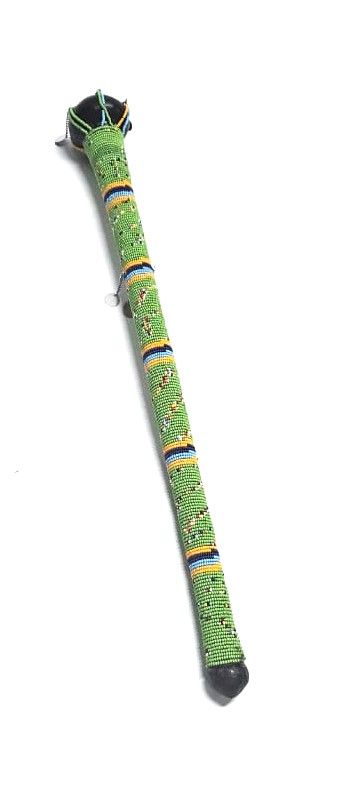 green multicolor beaded rungu is a striking representation of traditional African craftsmanship blending cultural significance with vibrant aesthetics