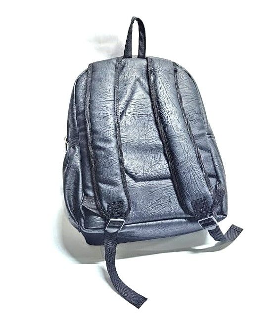 striking black leather backpack, a fusion of modern sophistication and vibrant cultural flair. This unique accessory is designed for the contemporary