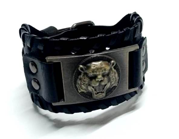 thick engraved leather bracelet for men, a striking accessory that seamlessly blends rugged style with a powerful symbol of strength
