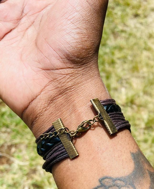 stunning leather bracelet for women, featuring a unique pendant decoration inspired by the delicate beauty of a cobweb