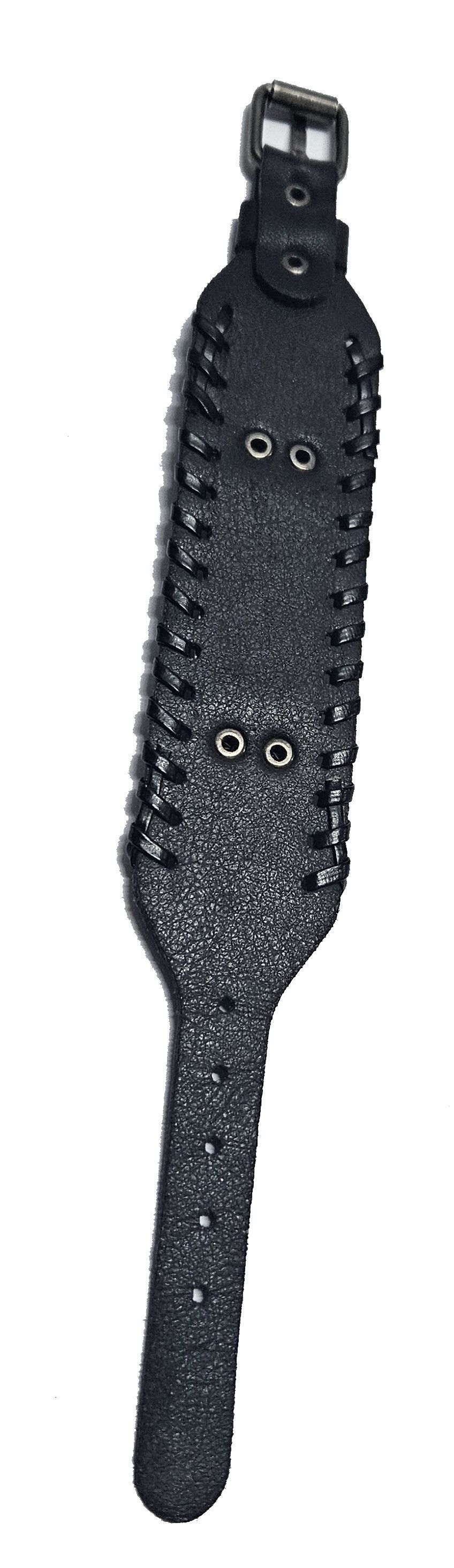 A thick leather engraved bracelet for men with a decoration of the "I Love Kenya