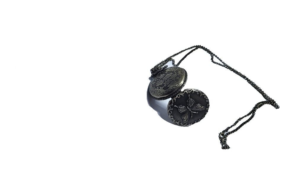 Unisex butterfly pocket watch vintage locket chain necklace easy and comfortable to wear and is fashionable to have.
