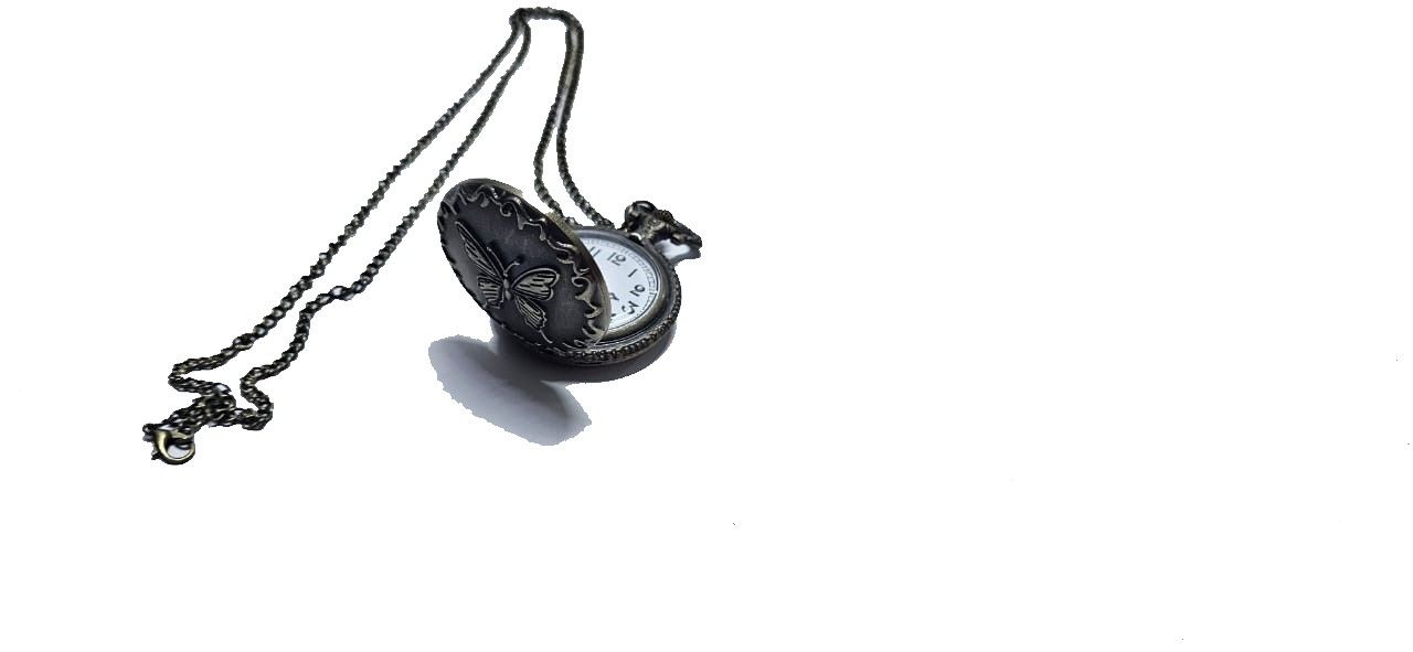 Unisex butterfly pocket watch vintage locket chain necklace easy and comfortable to wear and is fashionable to have.
