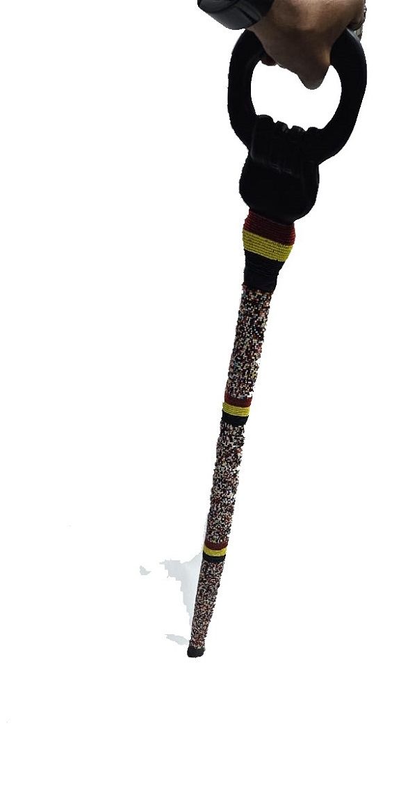 Men's wooden multi colored beaded walking stick easy and comfortable to carry and is very fashionable to have.