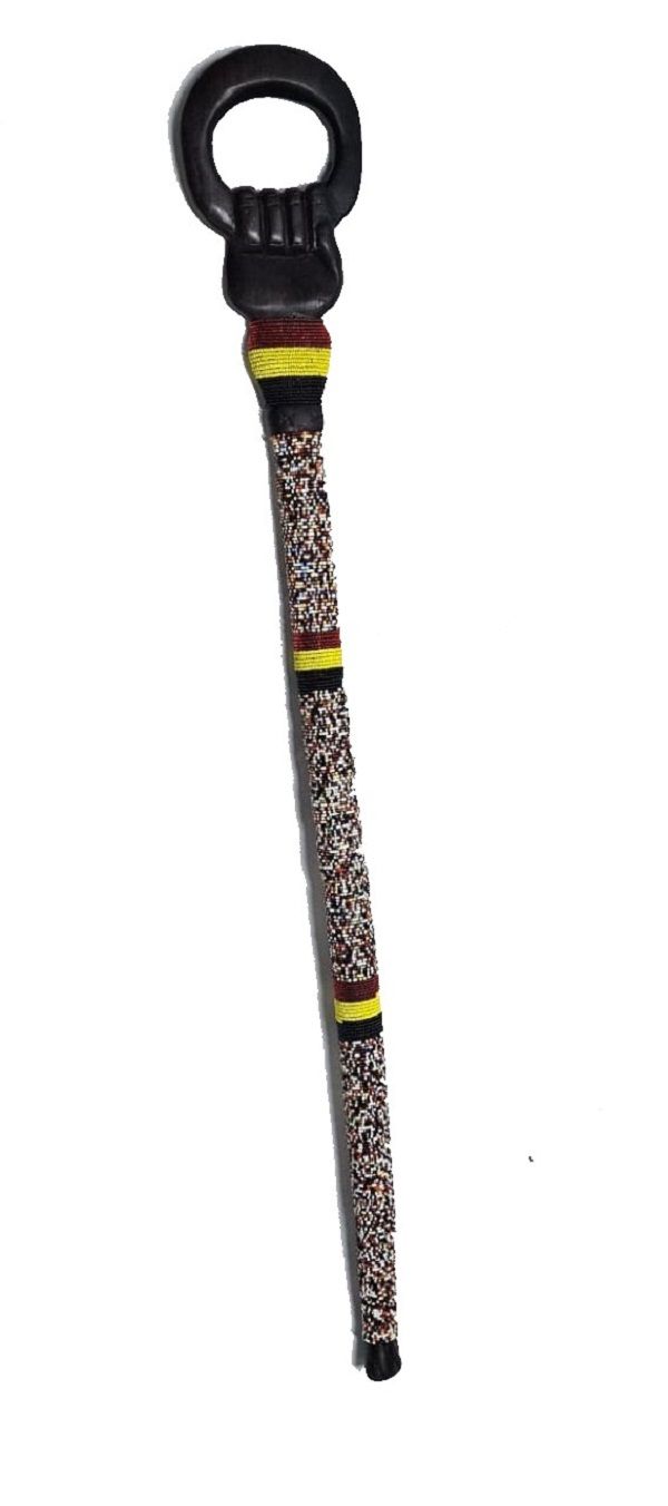 Men's wooden multi colored beaded walking stick easy and comfortable to carry and is very fashionable to have.
