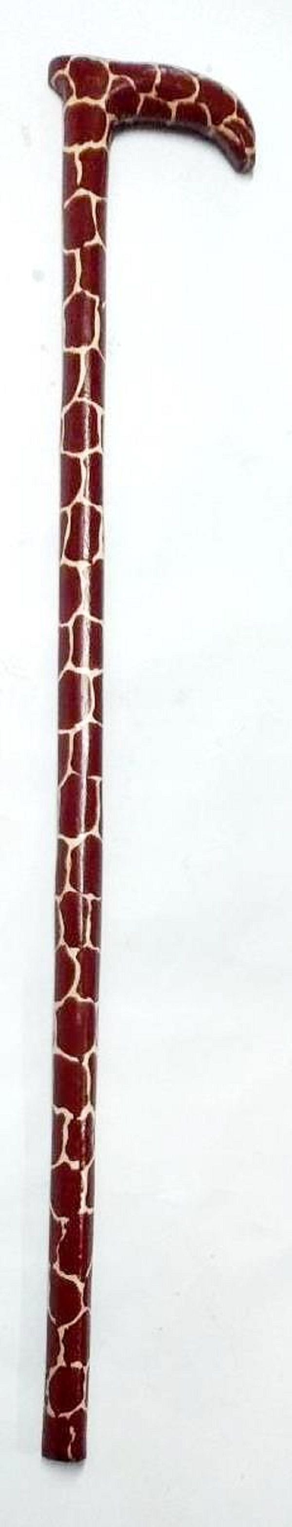 A maroon number seven wooden walking stick easy and comfortable to carry and is very fashionable to have