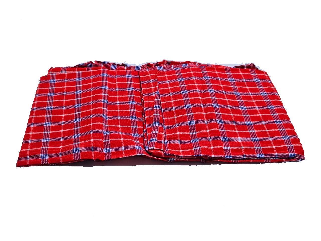 A checked red and white maasai shuka comfortable, durable  and fashionable to have and is best gift to gitf your friends.