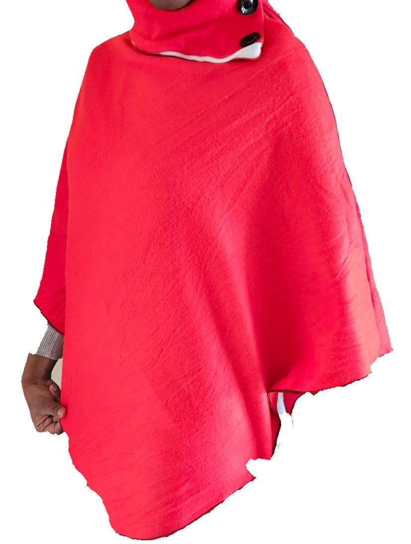 Ladies red poncho and pink wristwatch  combo very, fashionable , durable and comfortable  to have readily available