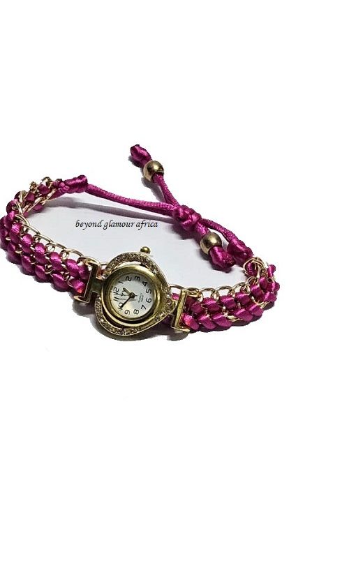 Ladies red poncho and pink wristwatch  combo very, fashionable , durable and comfortable  to have readily available