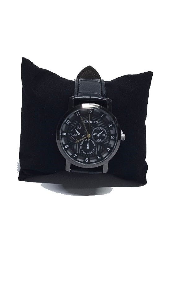 A black Ankara poncho and a black skeleton watch combo very fashionable, durable , and comfortable to have.