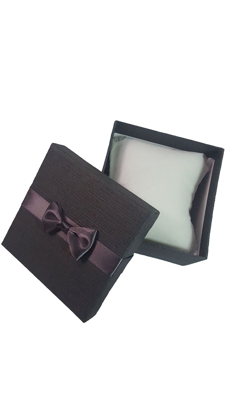 A dark grey cardboard gifting box having a grey ribbon best for presenting  gifts and surprises and are durable