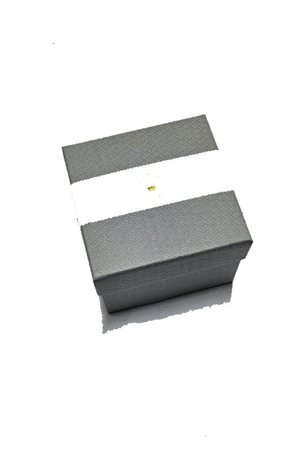 A grey and white cardboard gifting box best for presenting gifts and surprises and are fashionable and durable.
