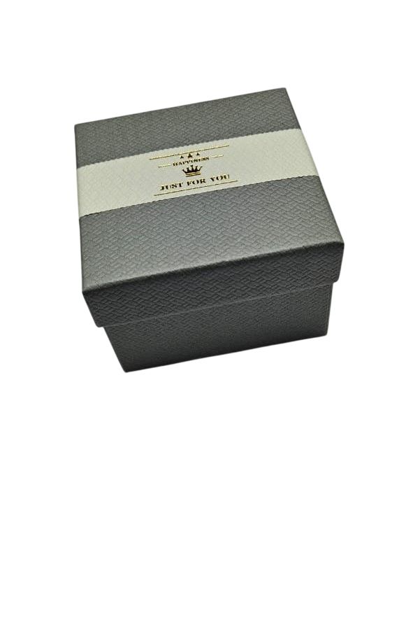 A grey and white cardboard gifting box best for presenting gifts and surprises and are fashionable and durable.