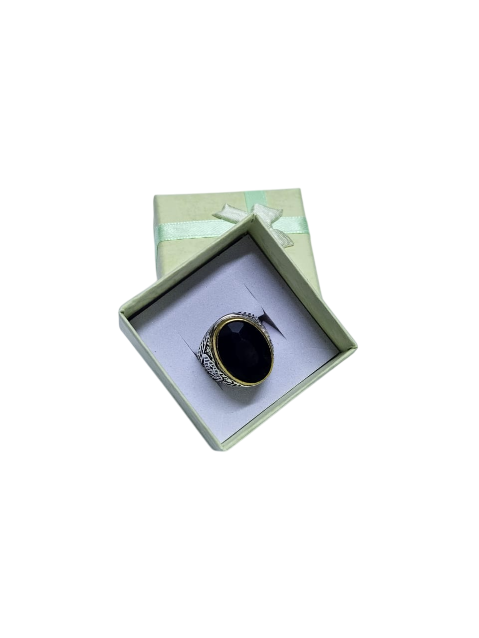 Men's black stone silver ring easy and comfortable to wear very durable and readily available with affordable prices.