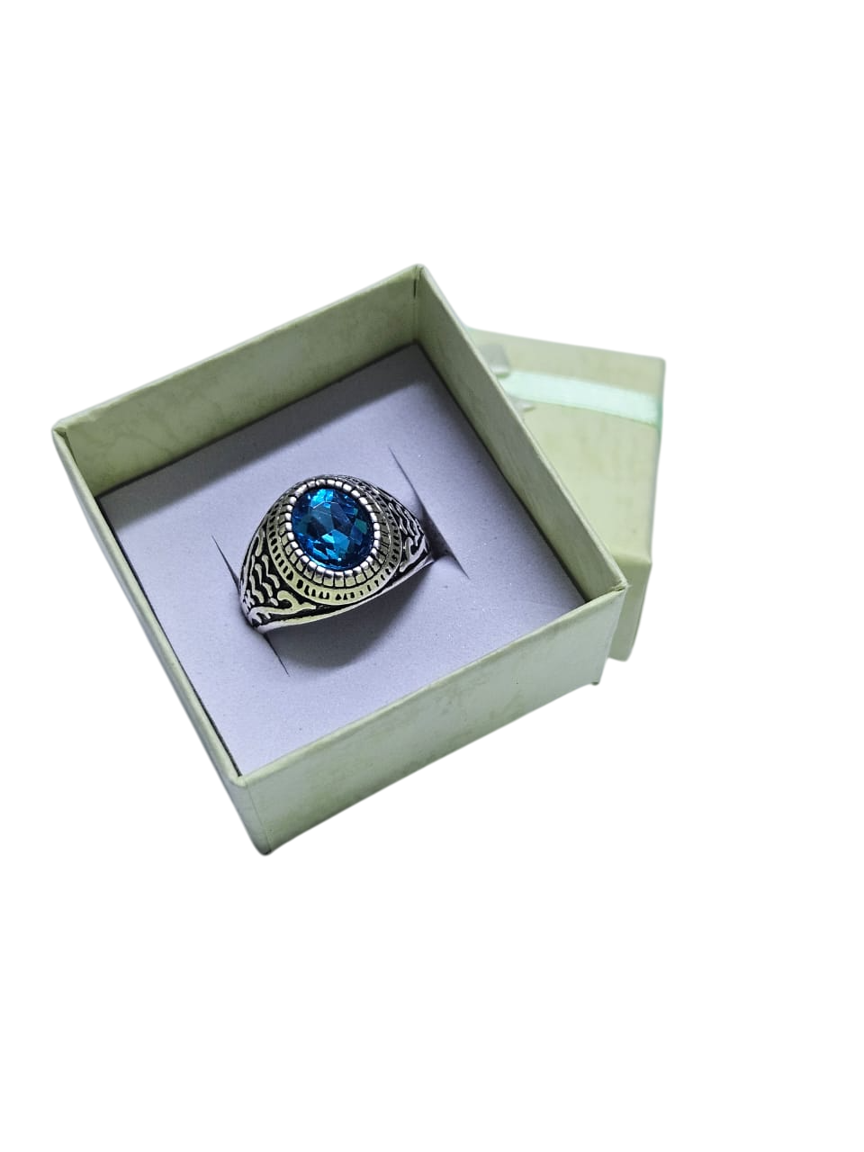 Men's blue stone silver ring easy , comfortable and fashionable to wear and is readily available with affordable price.
