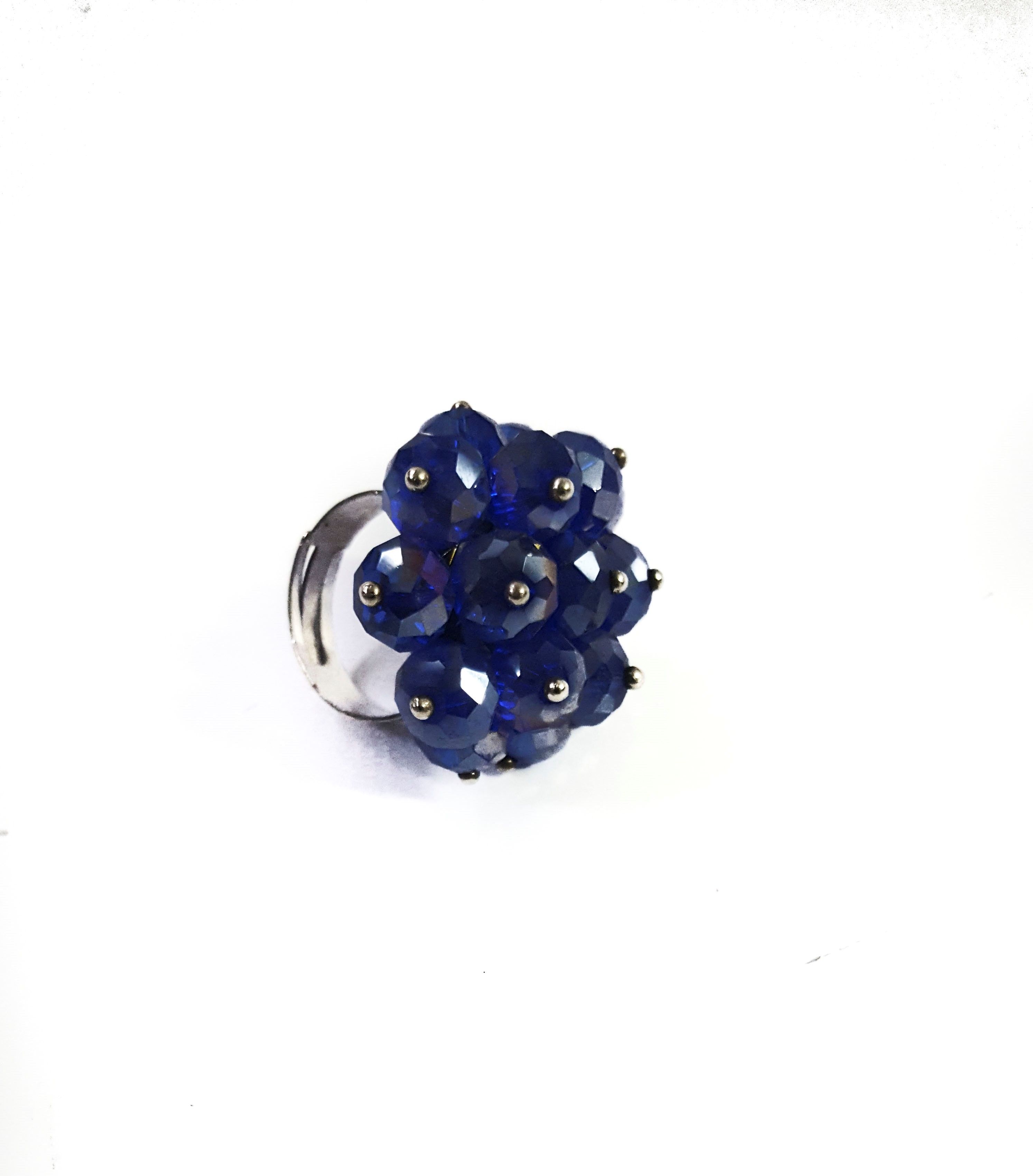 Women's blue crystal ring with metallic band  easy and comfortable and fashionable to have and are readily available