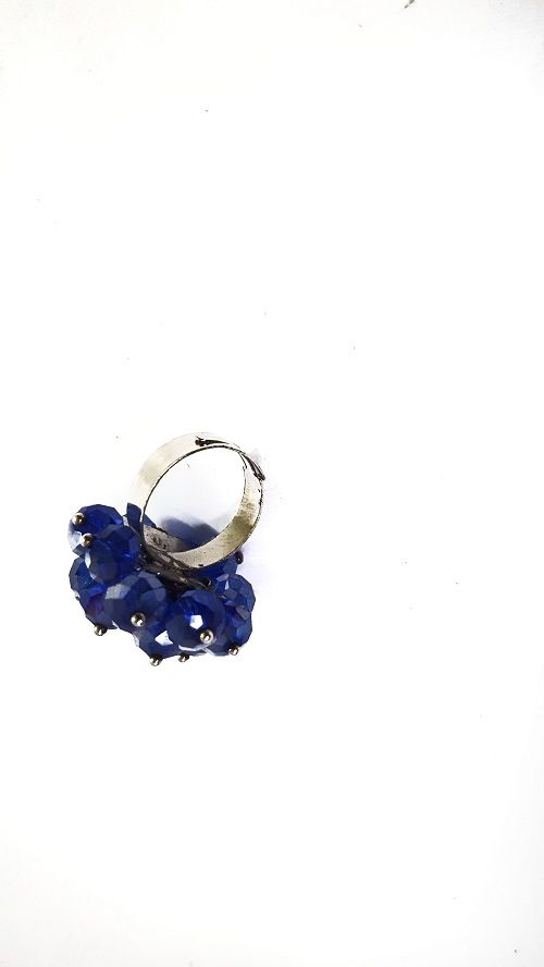 Women's blue crystal ring with metallic band  easy and comfortable and fashionable to have and are readily available