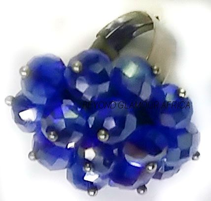 Women's blue crystal ring with metallic band  easy and comfortable and fashionable to have and are readily available