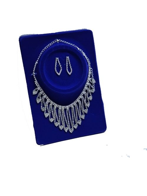 Ladies silver plated cubic jewelry set of a necklace and a matching earrings fashionable and durable to have.