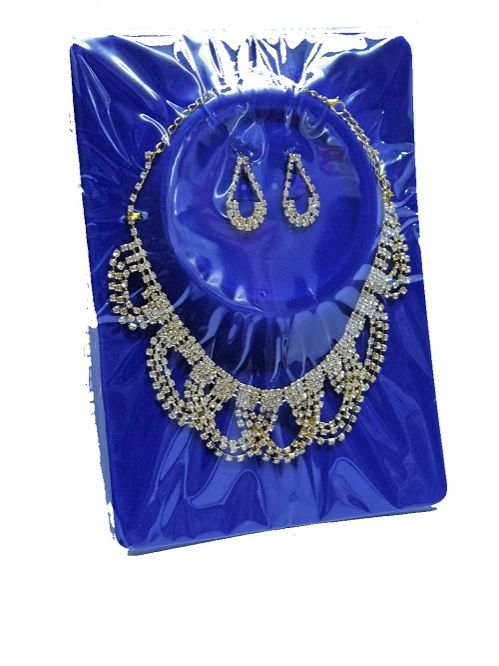 Ladies gold plated jewelry set of a necklace and matching earrings very fashionable and durable to have.