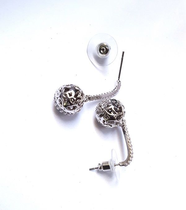 Ladies small silver round drop down earrings easy and comfortable to wear best gift to offer to female friends and are durable