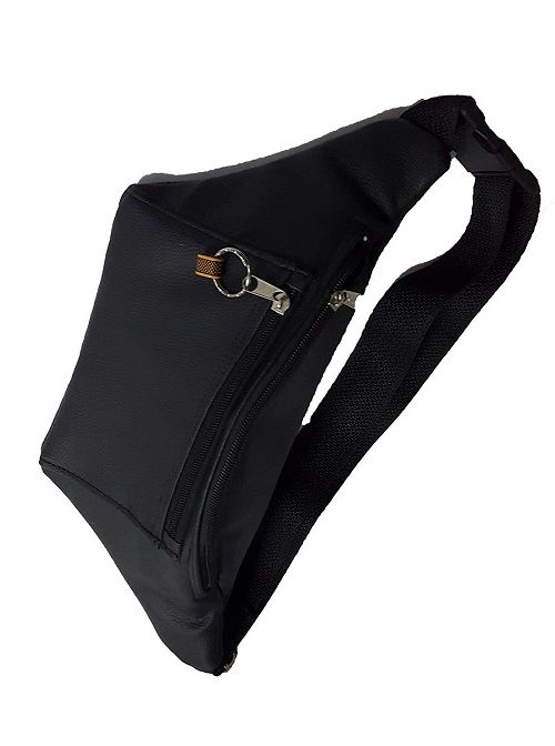 Men's green vintage leather watch and black leather waist bag combo best gift to offer and fashionable to have.