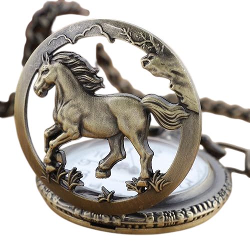 Unisex horse faced locket chain pocket watch easy and comfortable to wear, durable, fashionable and best gift to offer