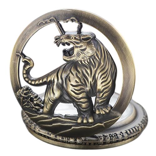 Unisex tiger vintage pocket watch locket chain easy and comfortable to wear, best gift to offerand durable.