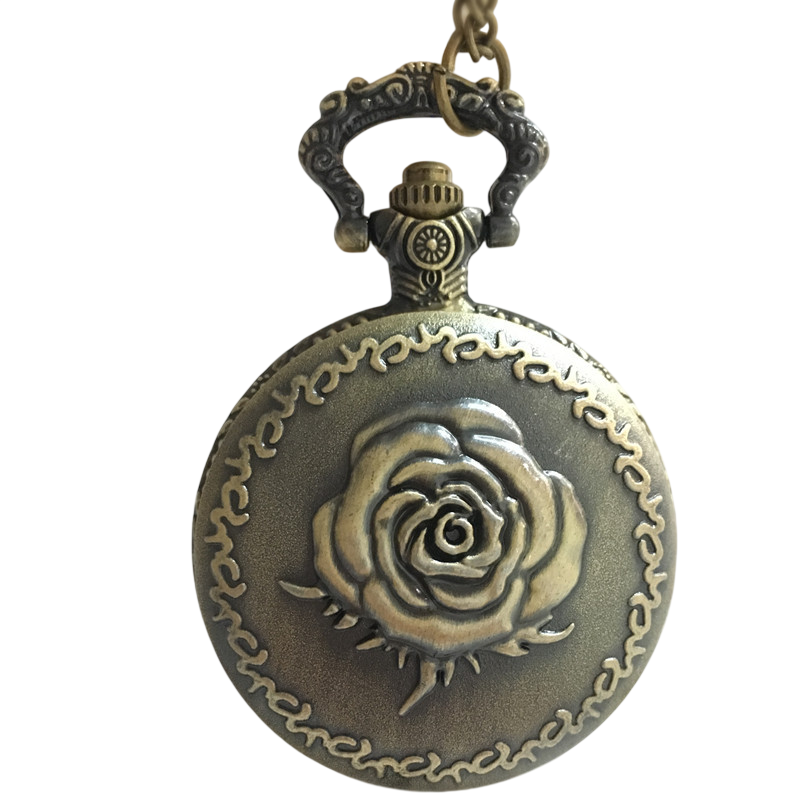 Unisex small rose pocket watch and locket chain easy and comfortable to wear, classic , fashionable, durable and best gift to offer