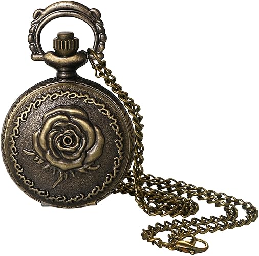 Unisex small rose pocket watch and locket chain easy and comfortable to wear, classic , fashionable, durable and best gift to offer