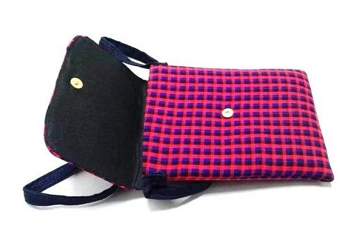 Ladies blue pink maasai cloth sling bag and blue drop down fashion earrings combo classic, durable and best gift to offer.