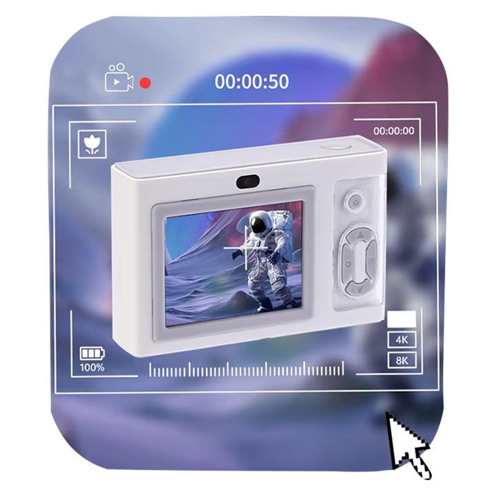 2024 New Fill Light 2.4-inch 4X Digital Zoom digital Camera 48MP dual lens Video Recorder 1080P 4K 600 mah gaming camera