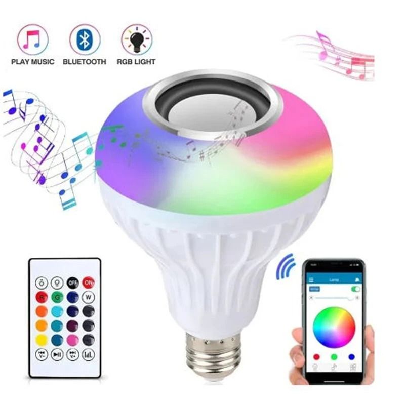 Bluetooth Music Bulb Remote Control Led Music Bulb Rgb Colorful Music Bulb Lamp E27 12w Led Rgb Dimmable LED Bulb for Home Party