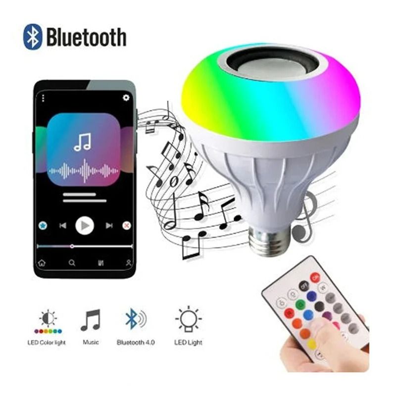 Bluetooth Music Bulb Remote Control Led Music Bulb Rgb Colorful Music Bulb Lamp E27 12w Led Rgb Dimmable LED Bulb for Home Party