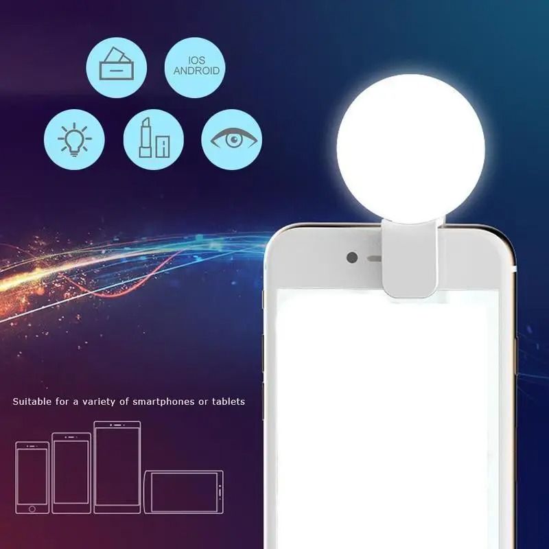 Mobile Phone LED Selfie Light Portable Mini Three Stop Dimming Circle Camera Photography Clip Video Fill Light Spotlight