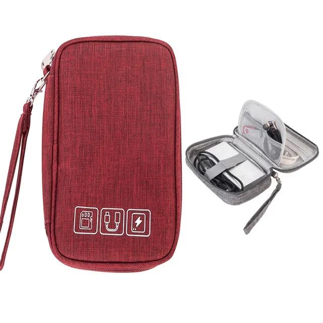 Data Cable Storage Bag Waterproof Travel Organizer Bag Portable Carry Case Double Layers Storage Bag for Cable Cord USB Charger
