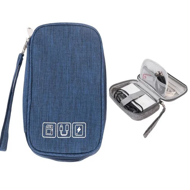 Data Cable Storage Bag Waterproof Travel Organizer Bag Portable Carry Case Double Layers Storage Bag for Cable Cord USB Charger