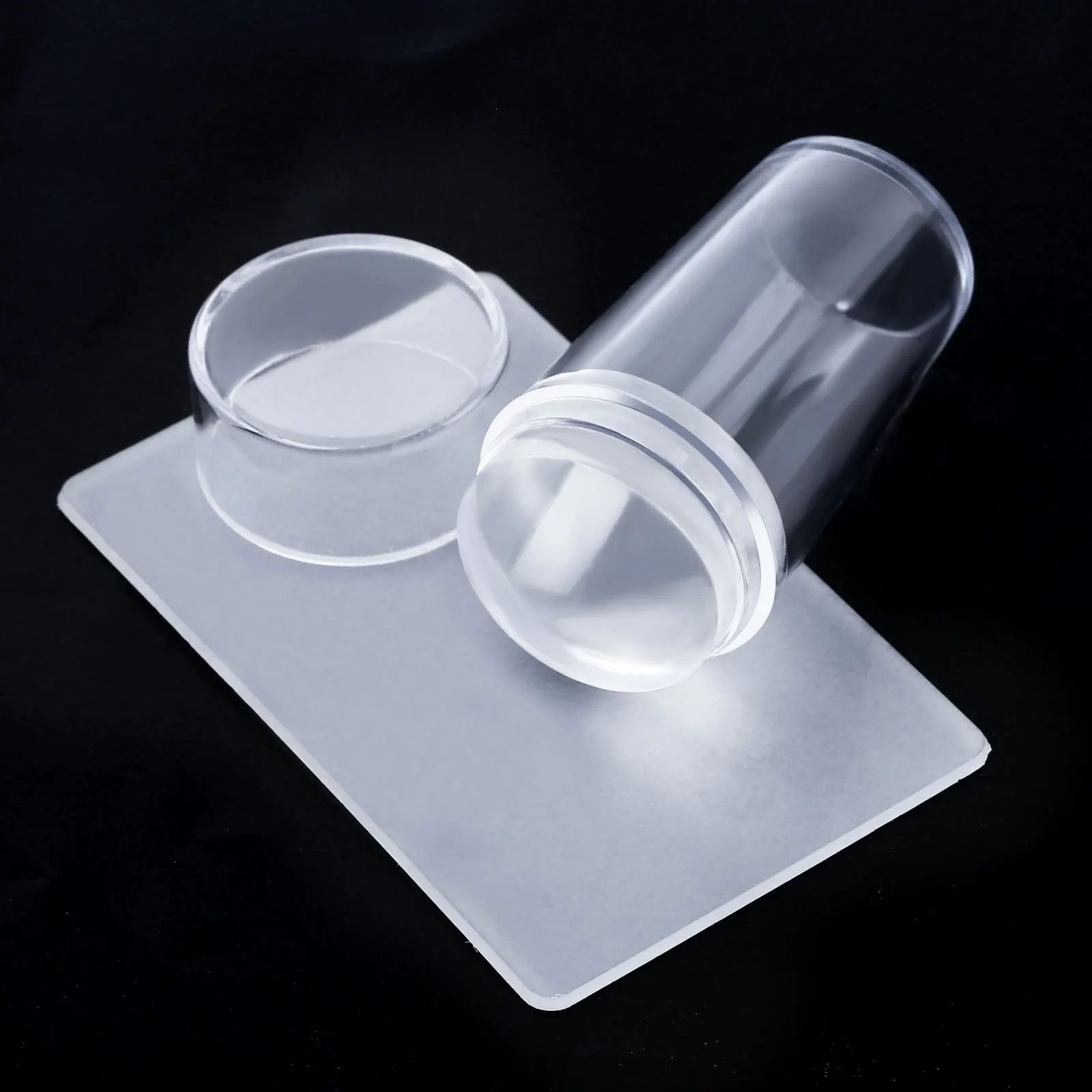 Transparent Silicone Nail Art Stamping Kit French Design For Manicure Plate Stamp Polish Seal Two Sides Stamper Scraper