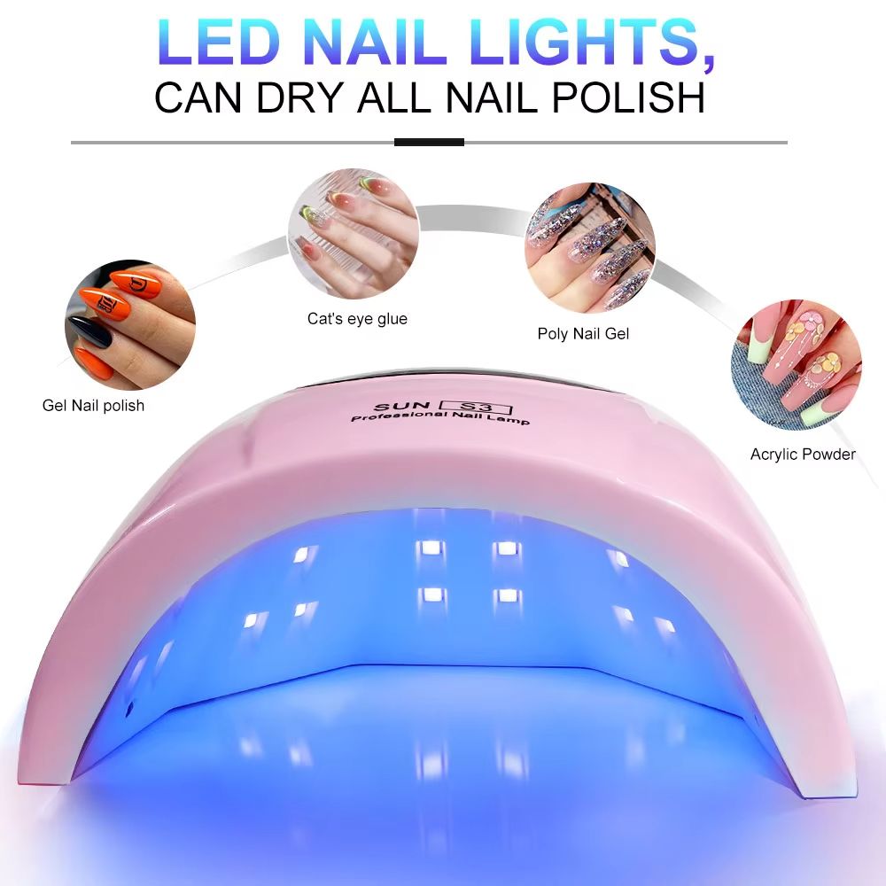 Smart pink nail lamp S3 LED nail light4-timing nail dryers phototherapy lamp gel nail polish curing lamp nail salon girl gift