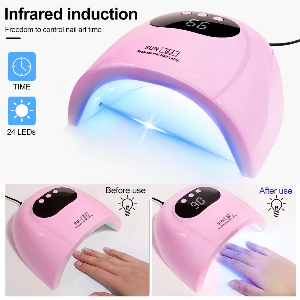 Smart pink nail lamp S3 LED nail light4-timing nail dryers phototherapy lamp gel nail polish curing lamp nail salon girl gift