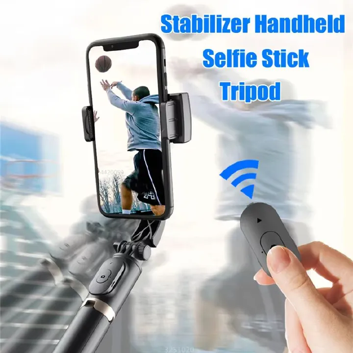 2024 New Gimbal Stabilizer Selfie Stick Wireless Foldable Tripod with Bluetooth Shutter Monopod for IOS Android