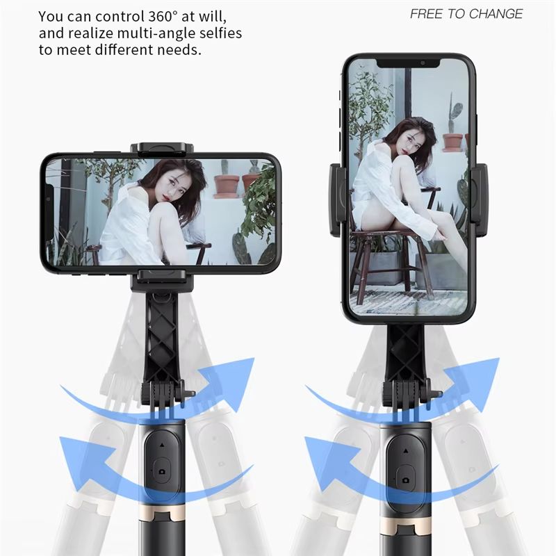 2024 New Gimbal Stabilizer Selfie Stick Wireless Foldable Tripod with Bluetooth Shutter Monopod for IOS Android