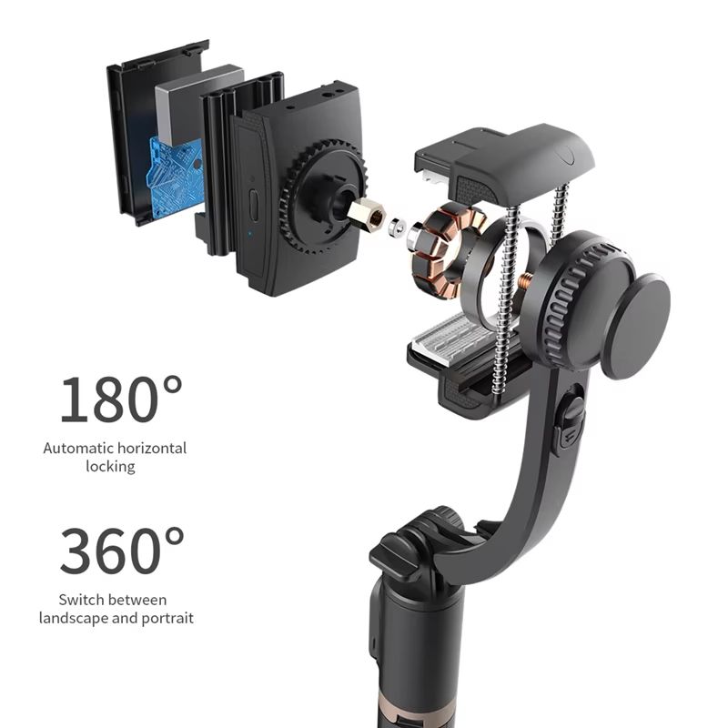 2024 New Gimbal Stabilizer Selfie Stick Wireless Foldable Tripod with Bluetooth Shutter Monopod for IOS Android