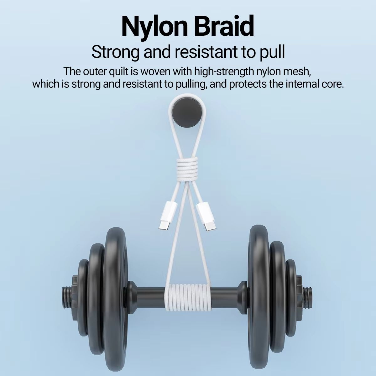 Nylon Braided 100W USB C to USB C Cable for Samsung S24/S24+/S24 Ultra/S23+/S23 Ultra, MacBook, iPad Pro Air, Pixel-White