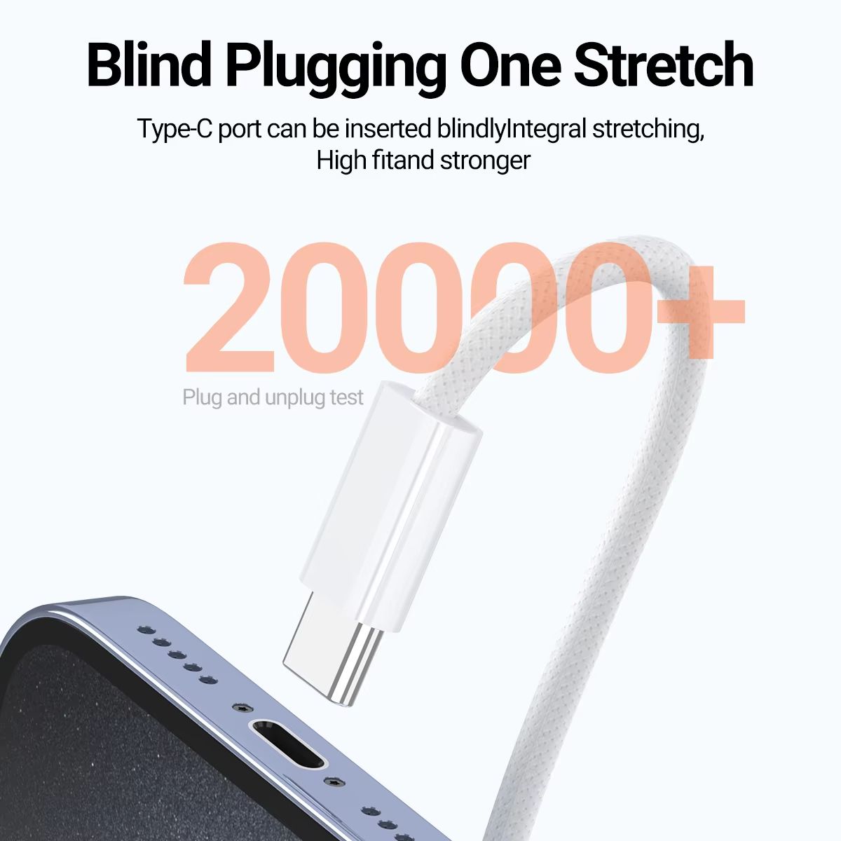 Nylon Braided 100W USB C to USB C Cable for Samsung S24/S24+/S24 Ultra/S23+/S23 Ultra, MacBook, iPad Pro Air, Pixel-White