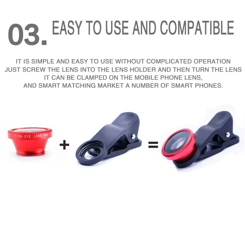 3 in 1 Fisheye Lens 0.67X Wide Angle Micro Camera Lens for iPhone Angle Zoom Fish Eye Len on Smartphone Lenses with Phone Clip