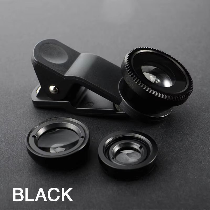 3 in 1 Fisheye Lens 0.67X Wide Angle Micro Camera Lens for iPhone Angle Zoom Fish Eye Len on Smartphone Lenses with Phone Clip