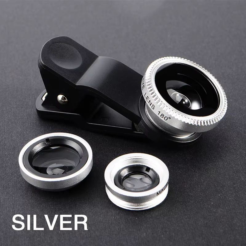 3 in 1 Fisheye Lens 0.67X Wide Angle Micro Camera Lens for iPhone Angle Zoom Fish Eye Len on Smartphone Lenses with Phone Clip